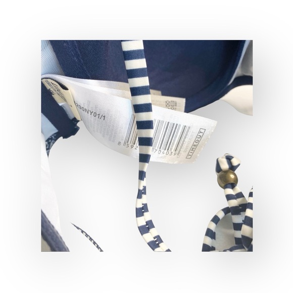 Timeout ᯾ Nautical Print Bandeau Bikini Top ᯾ Navy White Anchors + Stripes ᯾ L - Picture 11 of 16